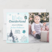 Winter Onederland Geburtstag Einladungs-Boy Einladung (Vorderseite)
