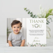 Winter Onederland Geburtstag Foto Danke Karte (Stehend Vorderseite)