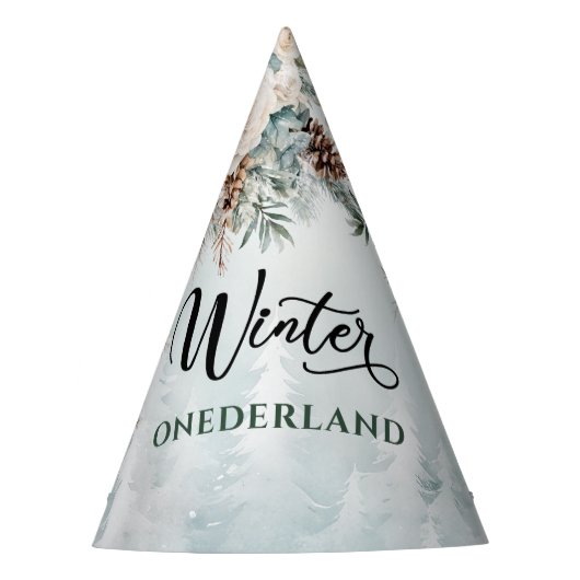 Winter Onederland Geburtstag Partyhütchen (Vorderseite)