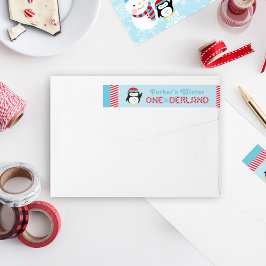 Winter ONEderland Geburtstag Pinguin Blau und Rot