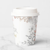 Winter Onederland Geburtstag Rosa Goldene Schneefl Pappbecher (Rückseite)