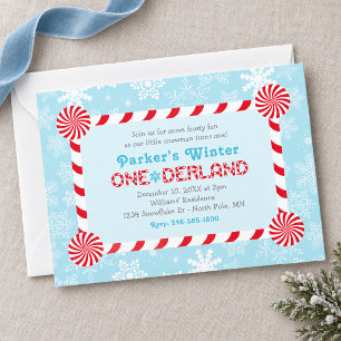 Winter ONEderland Geburtstag Schneemann und Pingui Einladung