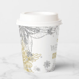 Winter Onederland Geburtstag Silver Gold Snowflake Pappbecher