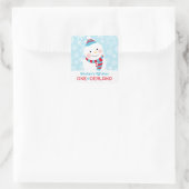 Winter ONEderland Geburtstag Snowman Quadratischer Aufkleber (Tasche)