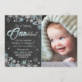 Winter Onederland Geburtstags-Party laden blaues Einladung