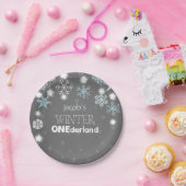 Winter onederland Geburtstags-Teller-Schneeflocken Pappteller (Party)