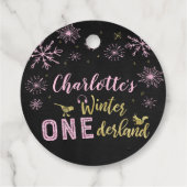 Winter Onederland Geburtstagsgunst Tags Schneefloc Geschenkanhänger (Rückseite)
