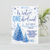 Winter ONEderland Geburtstagsparty Einladung (Stehend Vorderseite)