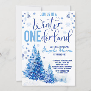 Winter ONEderland Geburtstagsparty Einladung