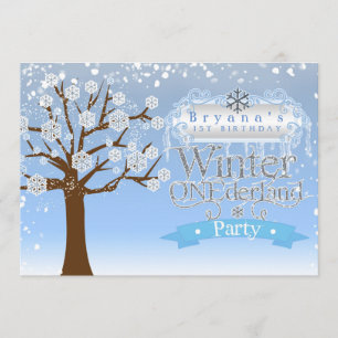 Winter ONEderland Geburtstagsparty Einladung