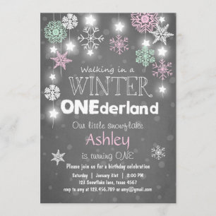Winter Onederland Geburtstagsparty laden Minzink e Einladung