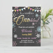 Winter Onederland Geburtstagsparty lädt Girl ein Einladung (Stehend Vorderseite)