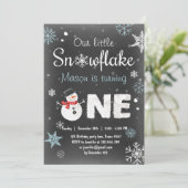 Winter Onederland Geburtstagsparty Snowman Blue Mi Einladung (Stehend Vorderseite)