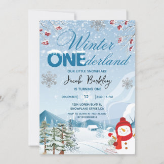 Winter ONEderland geschlechtsneutral 1. Geburtstag Einladung