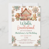 Winter Onederland Gingerbrot Weihnachten Geburtsta Einladung (Vorderseite)