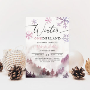 Winter ONEderland Girl 1. Geburtstag Berg Einladung