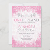 Winter Onederland Girl 1. Geburtstag Einladung (Vorderseite)