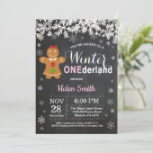 Winter Onederland Girl 1. Geburtstag Einladung (Stehend Vorderseite)