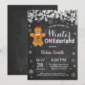 Winter Onederland Girl 1. Geburtstag Einladung (Vorne/Hinten)