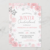 Winter Onederland Girl 1. Geburtstag Einladung (Vorne/Hinten)