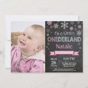Winter Onederland Girl 1. Geburtstag Einladung