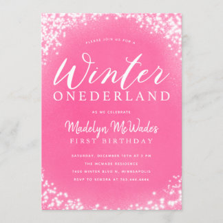 Winter Onederland Girl 1. Geburtstag Party Einladung