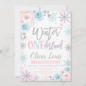 Winter ONEderland Girl 1st Birthday Invitation Einladung (Vorderseite)