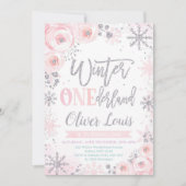 Winter ONEderland Girl 1st Birthday Invitation Einladung (Vorderseite)