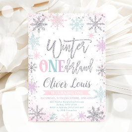 Winter ONEderland Girl 1st Birthday Invitation Einladung