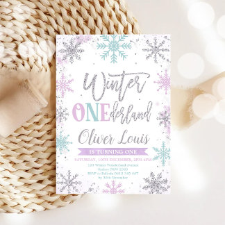 Winter ONEderland Girl 1st Birthday Invitation Einladung