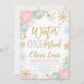 Winter ONEderland Girl 1st Birthday Invitation Einladung (Vorderseite)