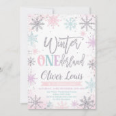 Winter ONEderland Girl 1st Birthday Invitation Einladung (Vorderseite)