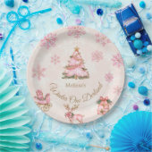 Winter Onederland Girl 1st Birthday Pink Snowflake Pappteller (Party)