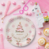 Winter Onederland Girl 1st Birthday Pink Snowflake Pappteller (Party)