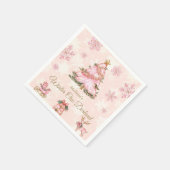 Winter Onederland Girl 1st Birthday Pink Snowflake Serviette (Ecke)