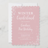 Winter Onederland Girl Einladung zum ersten Geburt (Vorderseite)