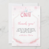 Winter Onederland Girl Geburtstag Danke Karte (Vorderseite)