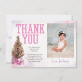 Winter Onederland Girl Geburtstag Danke Karte (Vorderseite)