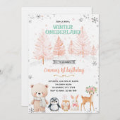 Winter Onederland girl invitation Einladung (Vorne/Hinten)