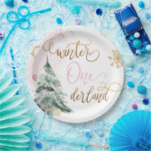 Winter Onederland Girl Pink Gold 1. Geburtstag Pappteller (Party)