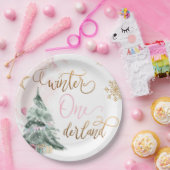 Winter Onederland Girl Pink Gold 1. Geburtstag Pappteller (Party)