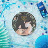 Winter ONEderland Gold Greenery Deer Woodland Pappteller (Party)