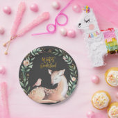 Winter ONEderland Gold Greenery Deer Woodland Pappteller (Party)