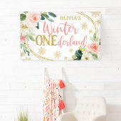 Winter ONEderland Gold Pink Floral Geburtstag Banner (Insitu)