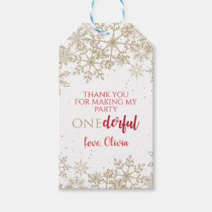 Winter ONEderland Gold Snowflake 1. Geburtstag Geschenkanhänger