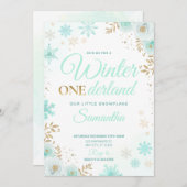 Winter ONEderland Green Snowflake 1. Einladung (Vorne/Hinten)
