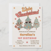 Winter Onederland Hippie Weihnachtsbaum Geburtstag Einladung (Vorderseite)