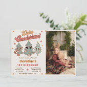 Winter Onederland Hippie Weihnachtsbaum Geburtstag Einladung (Stehend Vorderseite)