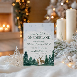 Winter ONEderland-Hirsch-Einladung Einladung
