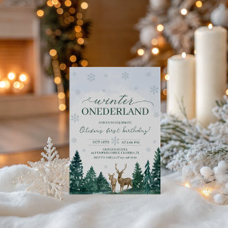 Winter ONEderland-Hirsch-Einladung Einladung